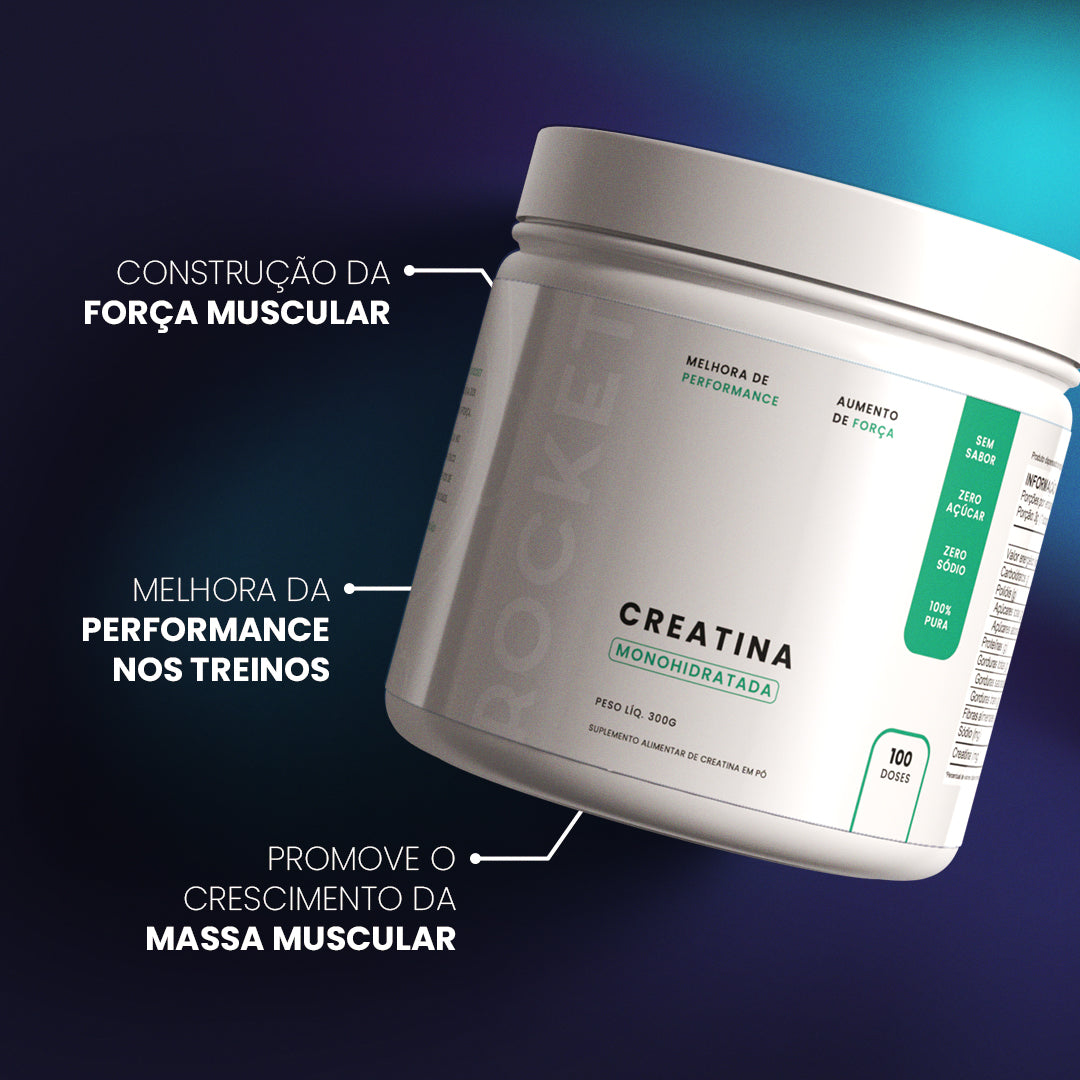 Creatina Pura Rocket Turbo 300g - Sem sabor
