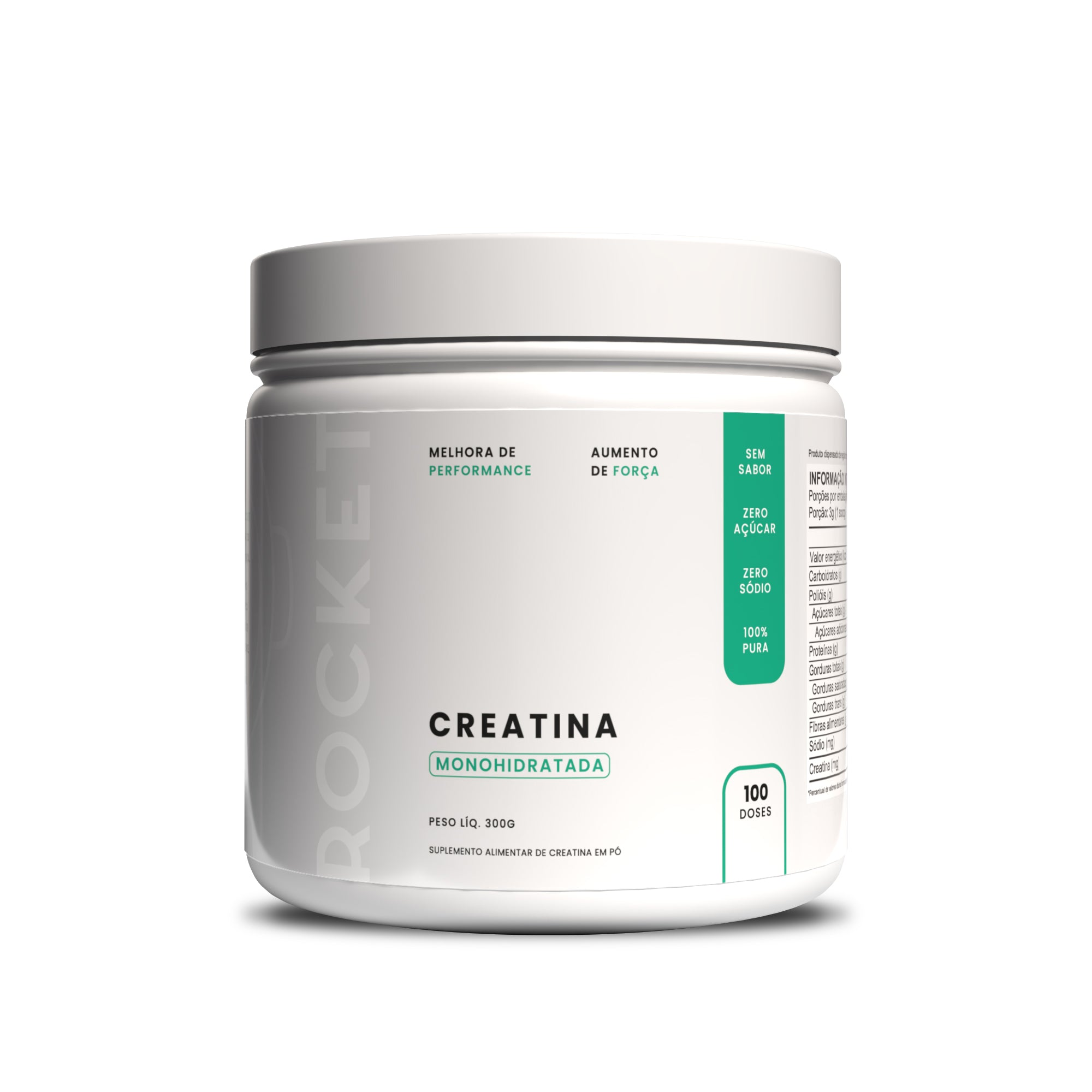 Creatina Pura Rocket Turbo 300g - Sem sabor